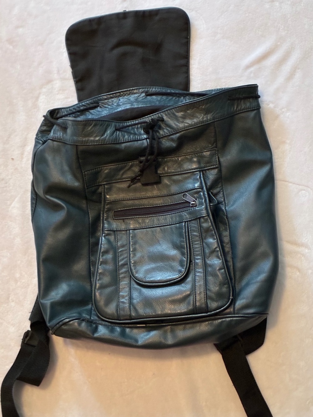 Vintage Navy Leather Backpack